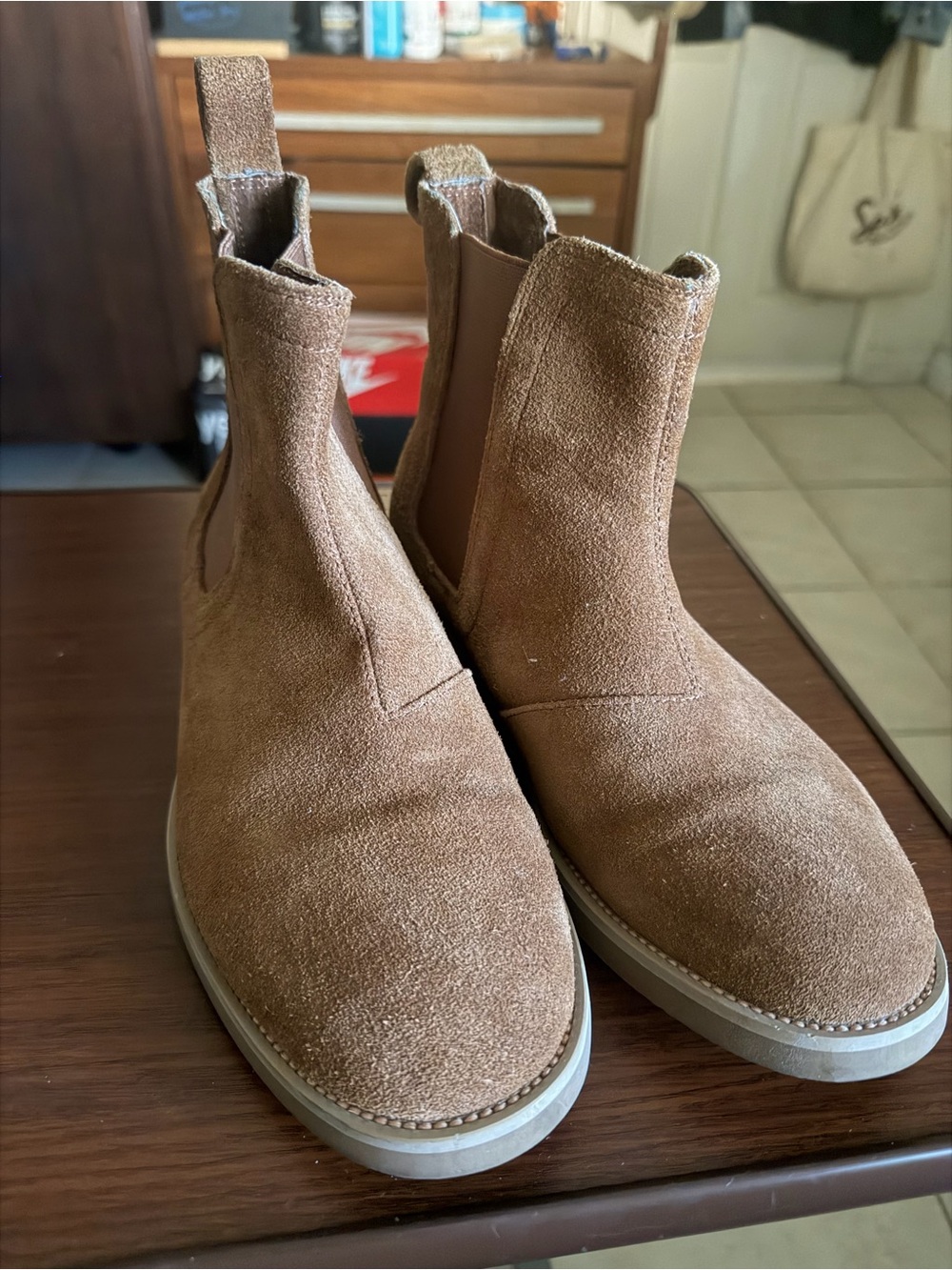Foundation Men’s Suede Chelsea Boots Tan Brown Size 7 Worn Once